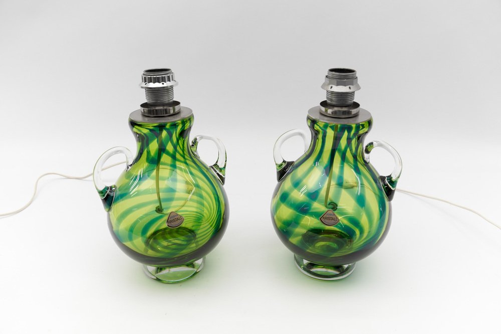 Heavy Mid-Century Modern Handblown Glass Table Lamps by Joska, Germany, 1970s, Set of 2