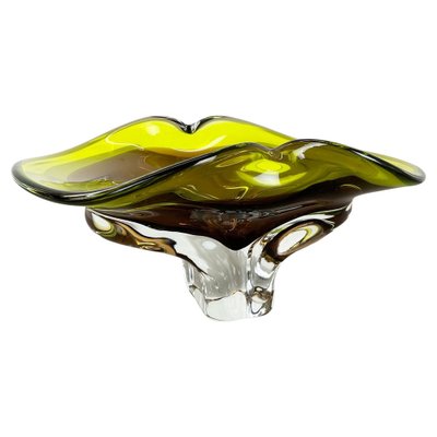 Heavy Multicolor Murano Glass Centerpiece Bowl With Shell Element Murano, Italy, 1970s-QZ-1298045