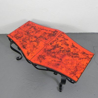 Heavy Vintage Coffee Table with 3 Tiles in Steel Frame, 1960s-TL-1748957