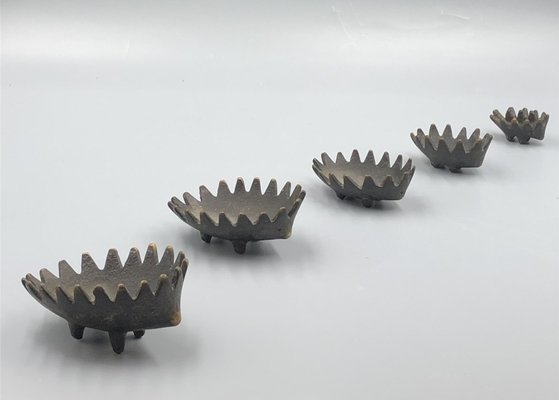 Hedgehog Stack Ashtray Set in Bronze by Walter Bosse, 1950s, Set of 5-XOP-2028081