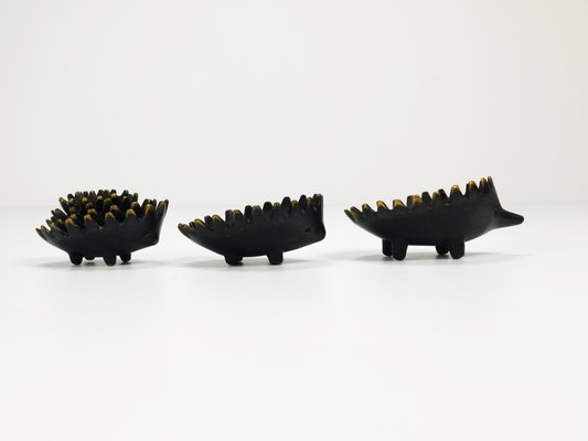 Hedgehog Stackable Brass Ashtrays by Walter Bosse for Herta Baller, Austria, 1950s, Set of 6-MWV-1754228