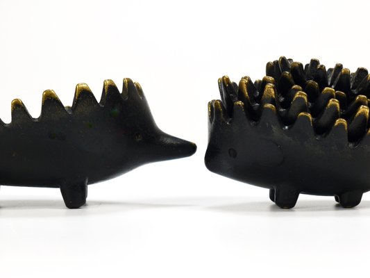 Hedgehog Stackable Brass Ashtrays by Walter Bosse for Herta Baller, Austria, 1950s, Set of 6-MWV-1754228