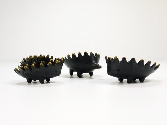 Hedgehog Stackable Brass Ashtrays by Walter Bosse for Herta Baller, Austria, 1950s, Set of 6-MWV-1754228