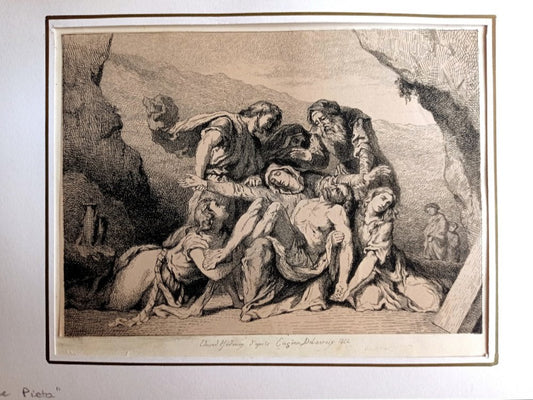 Hédouin after Eugene Delacroix, Une Pieta, Etching, 1844