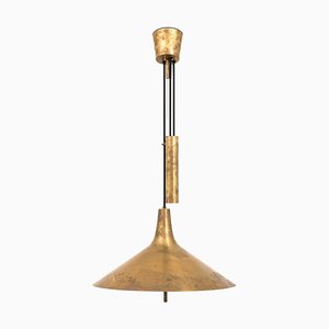 Height Adjustable Ceiling Lamp in Brass, 1960s-SC-2039384