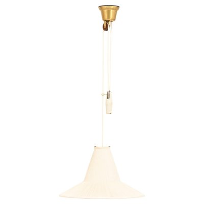 Height Adjustable Ceiling Lamp in Brass & Original Lamp Shade attributed to Hans Bergström, 1950s-SC-2039385