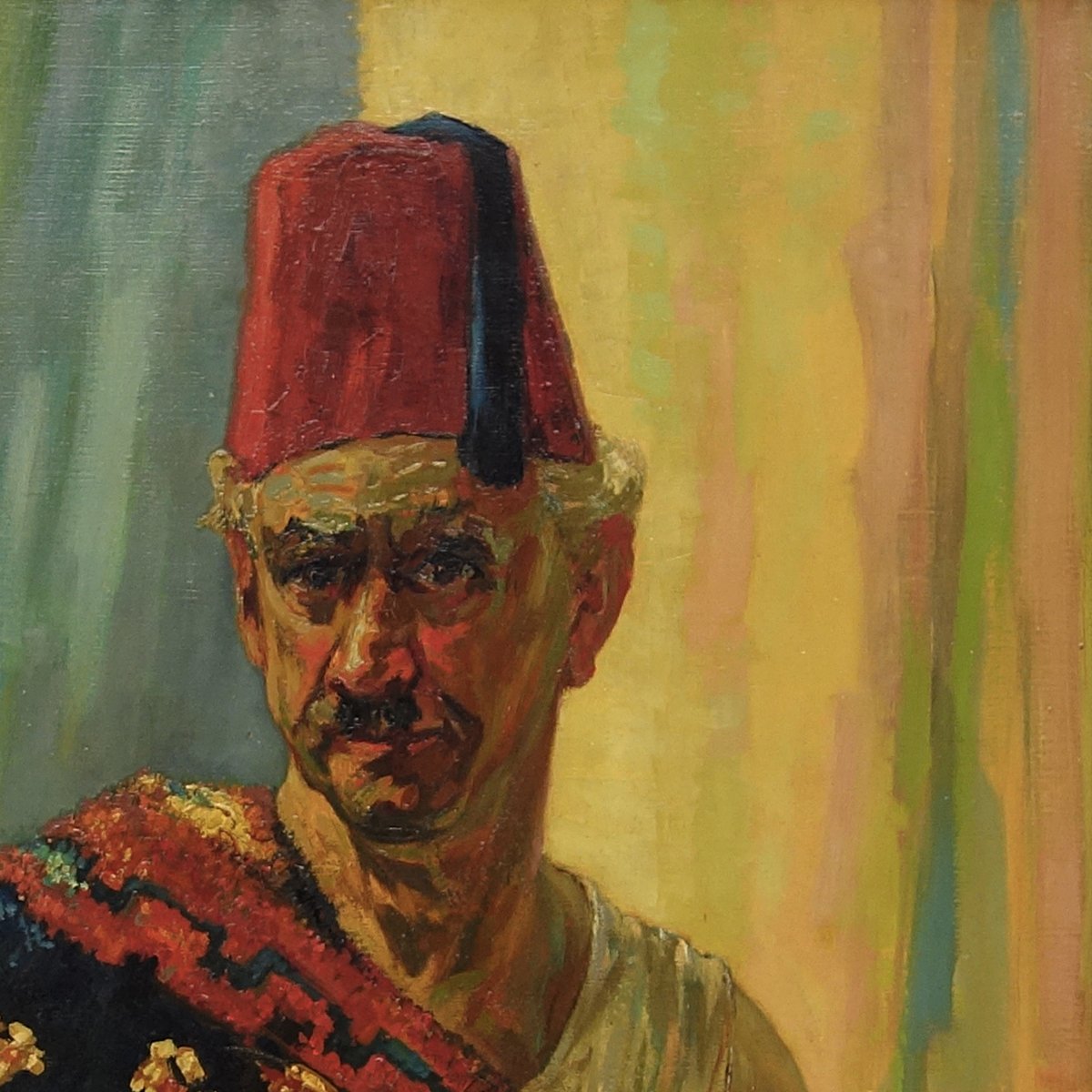 Hein Froonen, Moroccan Seller of Kilims and Jewels, 1930s, Oil Painting