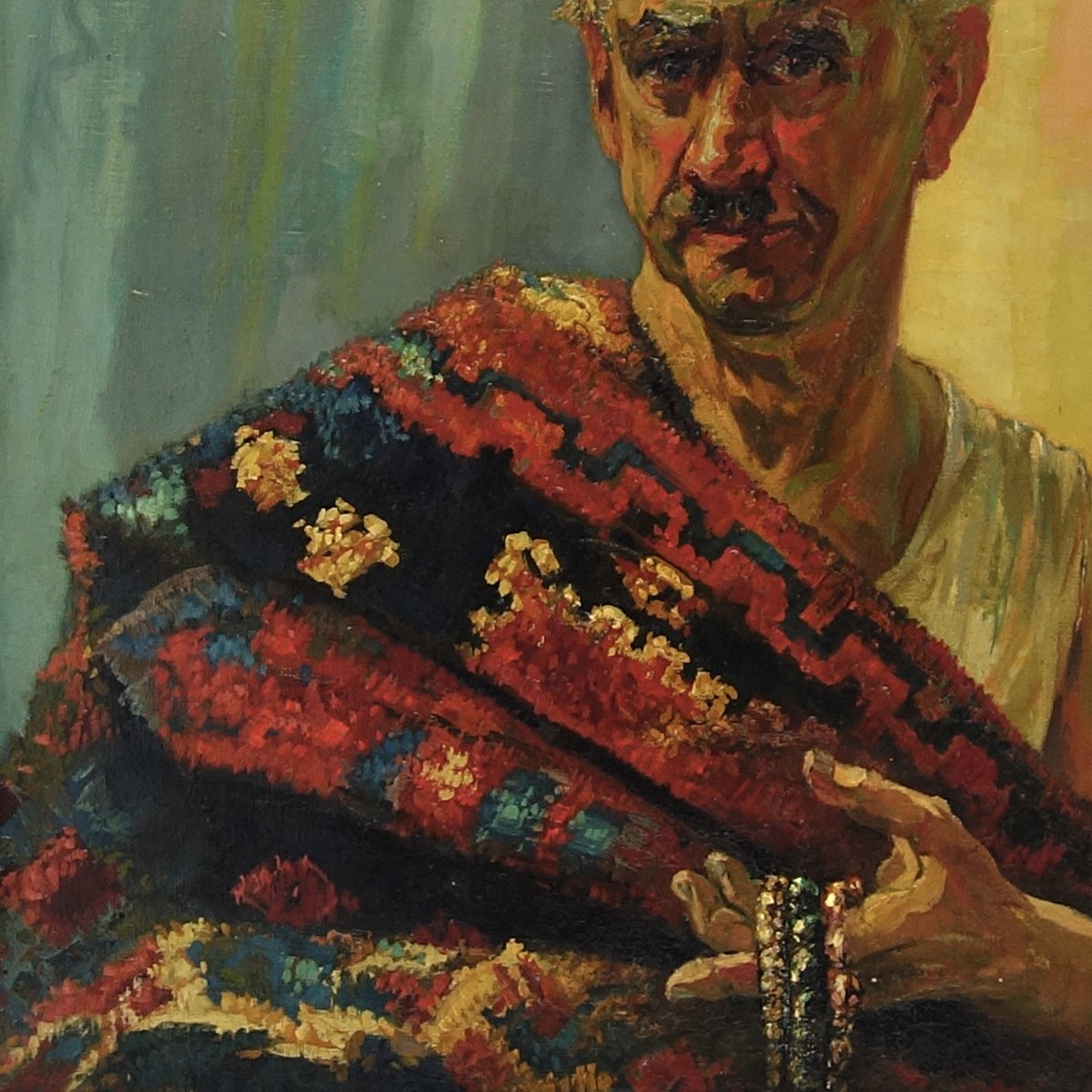 Hein Froonen, Moroccan Seller of Kilims and Jewels, 1930s, Oil Painting