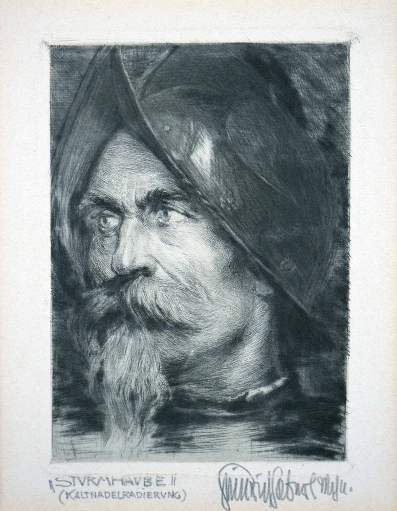 Heinrich Haberl, Sturmhaube, Das Ziel im Visier, 1900, Etching