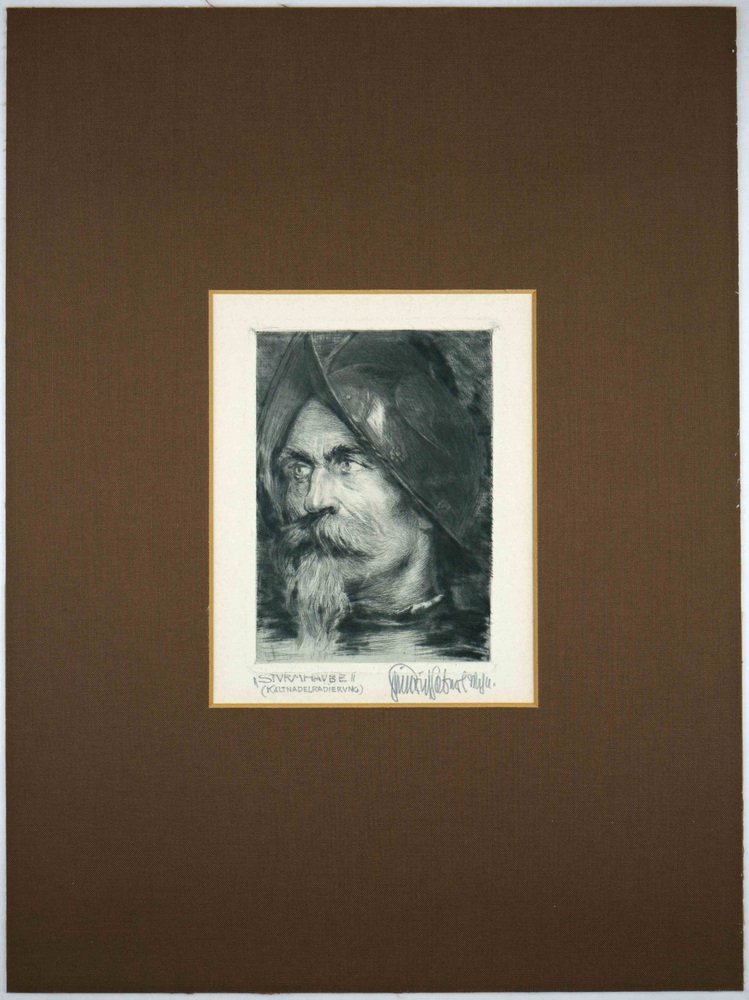 Heinrich Haberl, Sturmhaube, Das Ziel im Visier, 1900, Etching