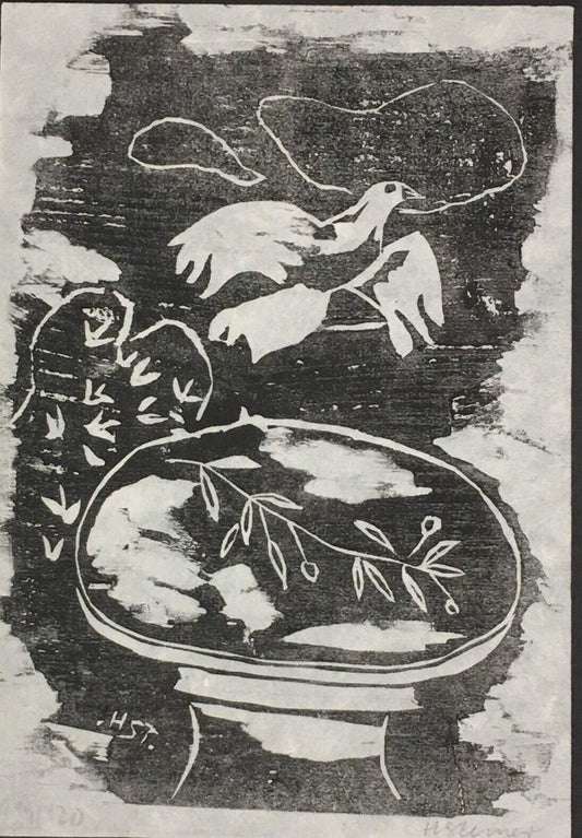 Heinrich Steiner, 1911-2009, Dove Table, Woodcut