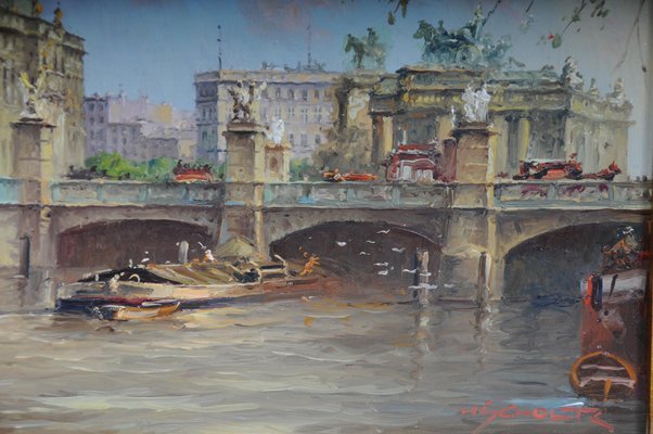 Heinz Scholtz, Berlin Schlossbrücke, 20th Century, Oil on Copper-FLW-1402252