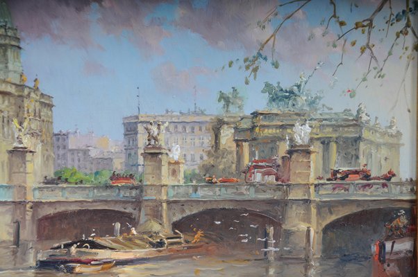 Heinz Scholtz, Berlin Schlossbrücke, 20th Century, Oil on Copper-FLW-1402252