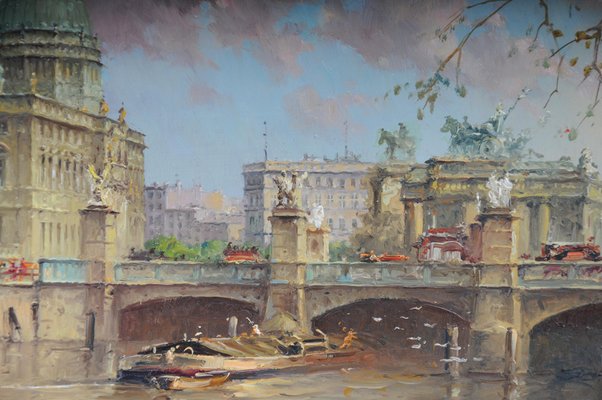 Heinz Scholtz, Berlin Schlossbrücke, 20th Century, Oil on Copper-FLW-1402252