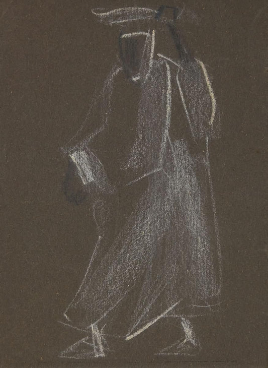 Helen Vogt, Shadowy Figure, Pastel, Mid-20th Century