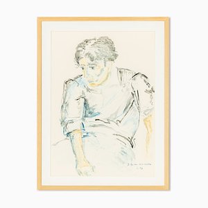 Helga Müller, Young Man Sitting, 1997, Acrylic on Paper-GPP-809331