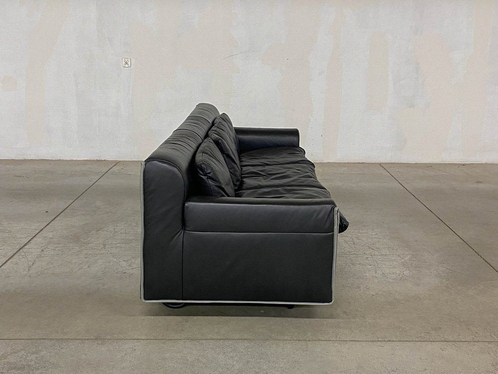 Heli 3-Seater Leather Sofa by Otto Zapf for Knoll, 1980s