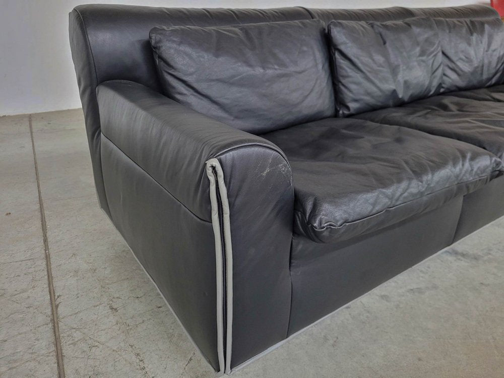 Heli 3-Seater Leather Sofa by Otto Zapf for Knoll, 1980s