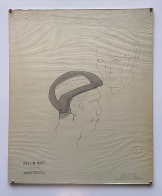 "Helmeted man 4" drawing for NASA - Raymond Loewy and William Snaith 1969-ICD-847305