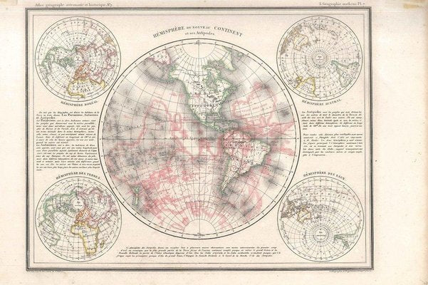 Hemisphere Of The New Continent - Ancient Map by J.G. Heck - 1834. 1834-ZCI-758717