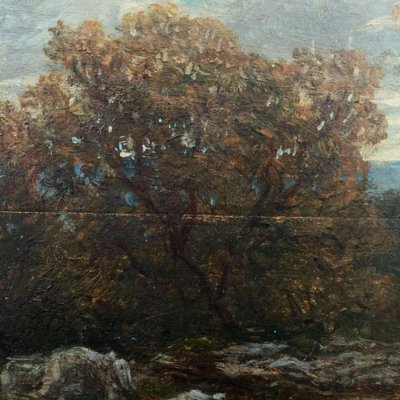 Henri Chevallier, Barbizon Scene, 1878, Oil on Wooden Panel, Framed-QKG-1329977