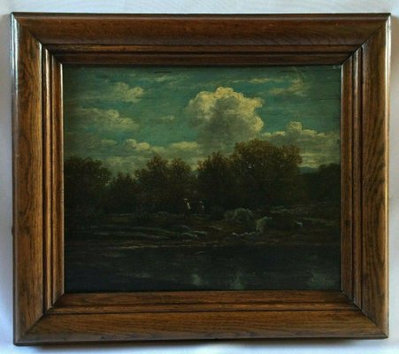 Henri Chevallier, Barbizon Scene, 1878, Oil on Wooden Panel, Framed-QKG-1329977