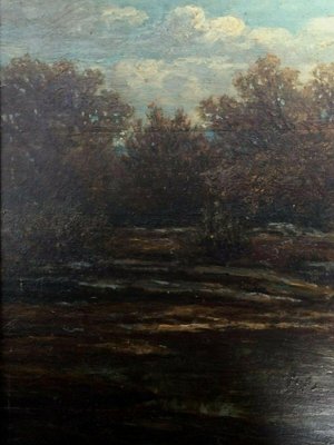 Henri Chevallier, Barbizon Scene, 1878, Oil on Wooden Panel, Framed-QKG-1329977