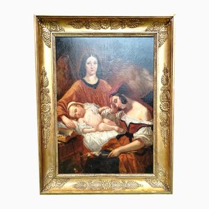 Henri De Caisme, Maternity to the Angel, 19th Century, Oil on Canvas-BTG-2035869