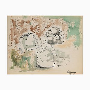 Henri Espinouze, Figures, Original Ink and Watercolor, 1957-ZCI-942553