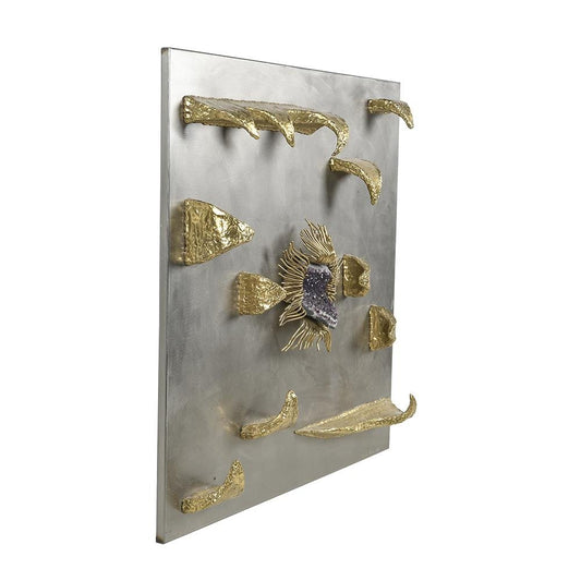 Henri Fernandez, Abstract Wall Decoration, Brass and Amethyst