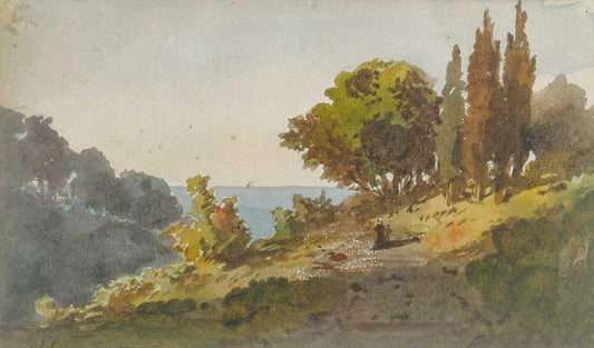 Henri Joseph Harpignies, Landscape, 19th-20th Century, Watercolour, Framed