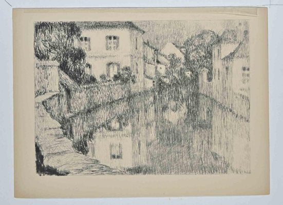 Henri Le Sidaner, Maisons sur la Rivière, Lithograph, Early 20th-Century-ZCI-1281576