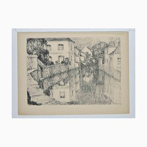 Henri Le Sidaner, Maisons sur la Rivière, Lithograph, Early 20th-Century-ZCI-1281576