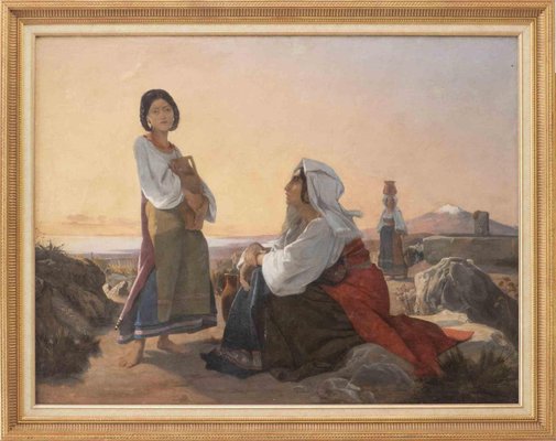 Henri Lehmann, Water Carriers in Naples, Original Oil Painting, 19th Century-ZCI-1379566