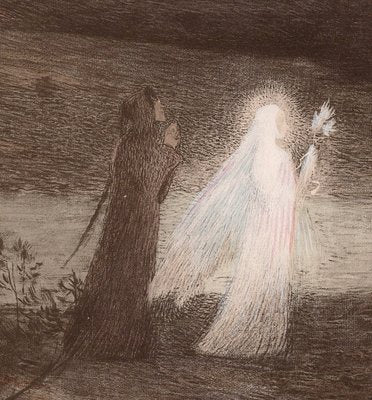 Henri Martin, Henri Martin, Dante Meets Beatrix, 1898, Original Lithograph, 1898, Lithograph-YWW-2032480