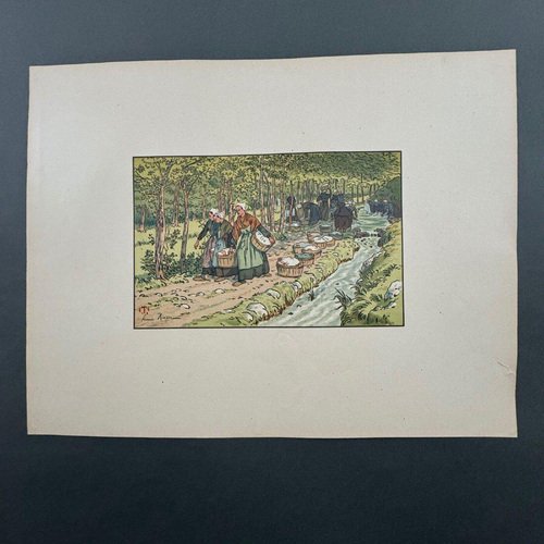 Henri Rivière, Lavoir in Tréboul, The Country of Brittany, Lithograph