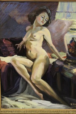 Henri Vauclin, Nude with Chinese Vase, 1940, Oil on Canvas-BCR-2027936