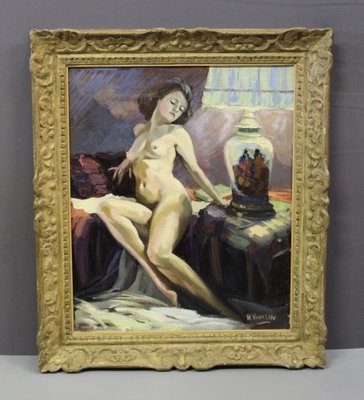 Henri Vauclin, Nude with Chinese Vase, 1940, Oil on Canvas-BCR-2027936