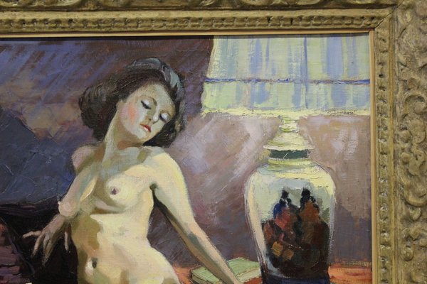 Henri Vauclin, Nude with Chinese Vase, 1940, Oil on Canvas-BCR-2027936