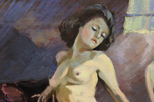 Henri Vauclin, Nude with Chinese Vase, 1940, Oil on Canvas-BCR-2027936