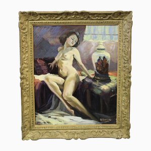 Henri Vauclin, Nude with Chinese Vase, 1940, Oil on Canvas-BCR-2027936