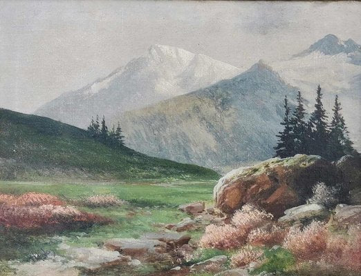 Henry Marko, Alpine View, 1890s, Oil on Canvas, Framed-BGS-1767070