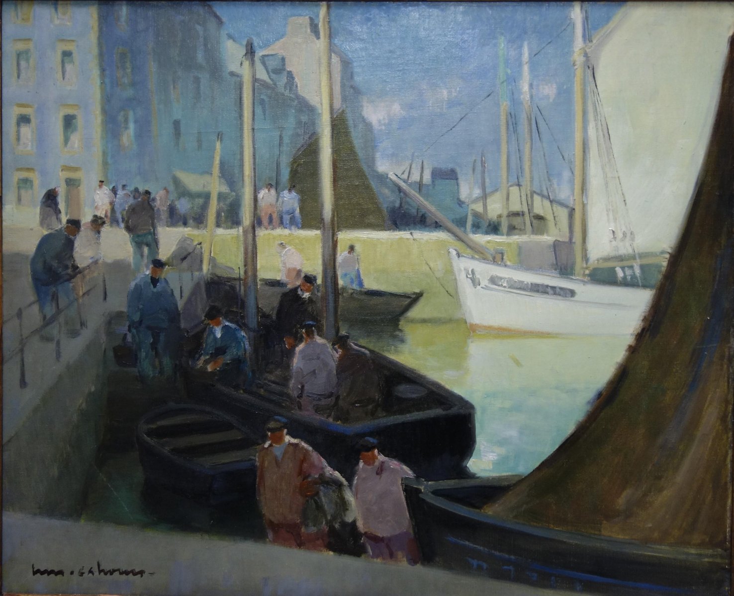 Henry Maurice Cahours, Boat Harbor France the Arrival in Port Douarnenez, 1922