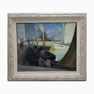 Henry Maurice Cahours, Boat Harbor France the Arrival in Port Douarnenez, 1922-QUE-944009