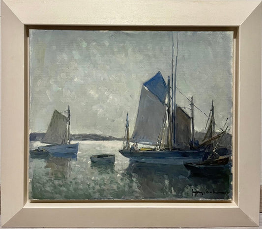 Henry Maurice Cahours, Sailboats, Brittany, 1930s, Oil, Framed