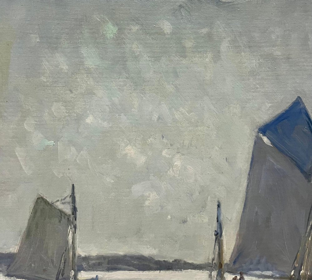 Henry Maurice Cahours, Sailboats, Brittany, 1930s, Oil, Framed