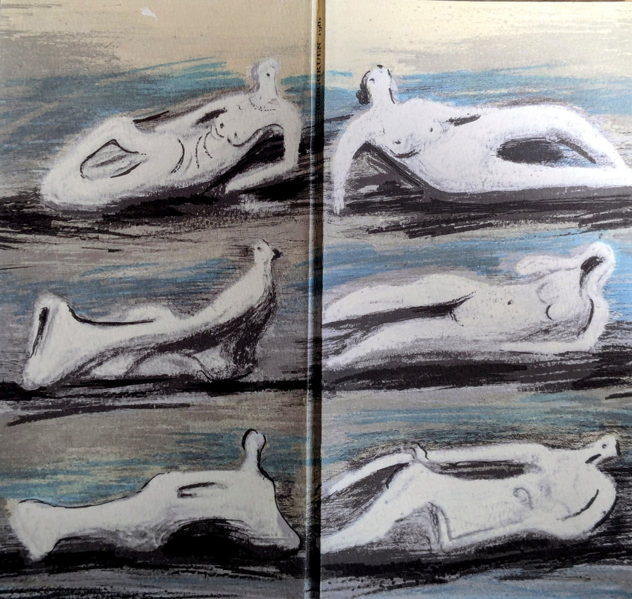 Henry Moore, Six Nudes, Colour Lithograph, 1981