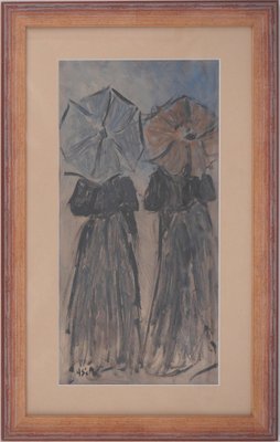 Henry Saint Clair, Normandy: Young Women with a Parasol on the Beach, Oil on Panel, Framed-KHH-1452274