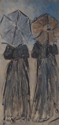 Henry Saint Clair, Normandy: Young Women with a Parasol on the Beach, Oil on Panel, Framed-KHH-1452274