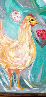 Hens Painting by Giuseppe Cesetti, 1960s-FIP-778639